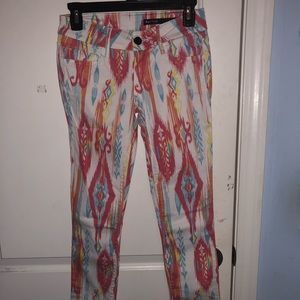 White Base Jeans with Colorful Strokes